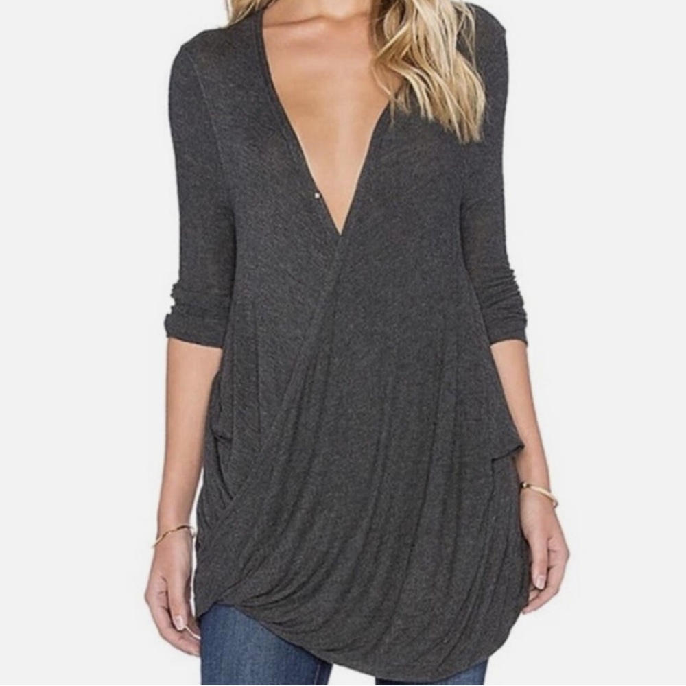 We the Free People Miss Rose Surplice Wrap Top Size XS Long Sleeve Snap V Neck